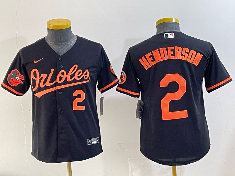 Youth 2025 Baltimore Orioles #2 Henderson Black Nike MLB Jersey 01->youth mlb jersey->Youth Jersey
